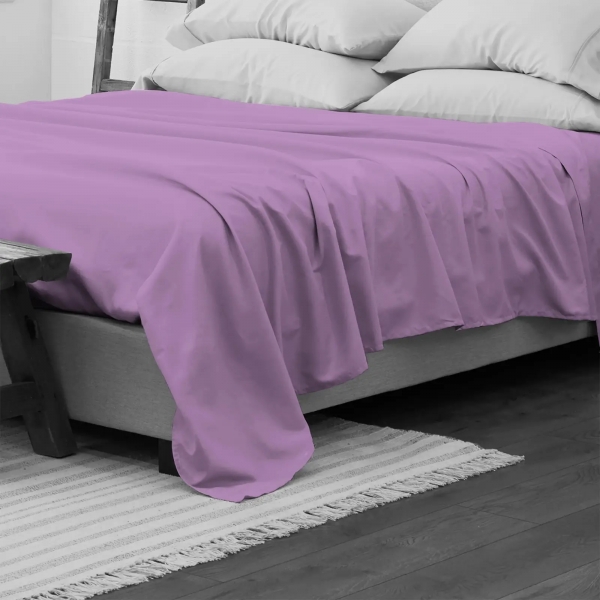Долен чаршаф ранфорс лилав
