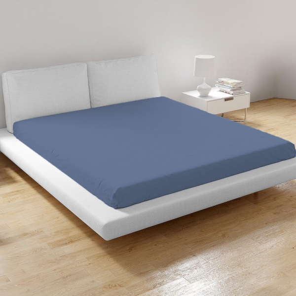 Долен чаршаф ранфорс син деним